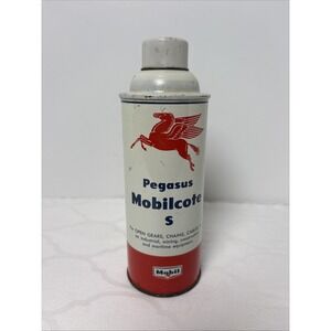 MOBIL Pegasus Mobilecote S Spray Lubricant Vintage Metal Tin Can RARE HTF